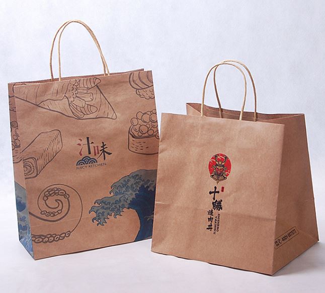 Chinese Factory OEM Production Twisted Handle brown color Recyclable White Kraft Customized Paper Bags with Logo