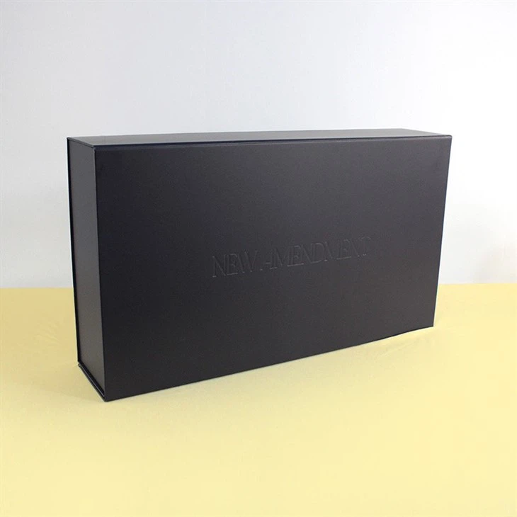 Plain Black Magnetic Box With Embossed Logo